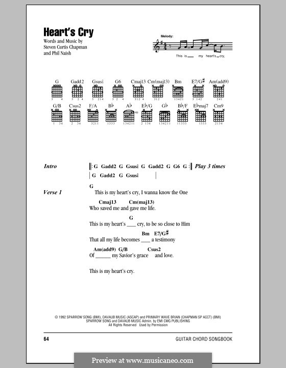 Heart's Cry: Lyrics and chords (with chord boxes) by Phil Naish