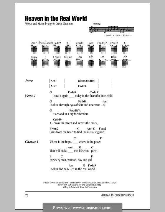 Heaven in the Real World: Lyrics and chords (with chord boxes) by Steven Curtis Chapman