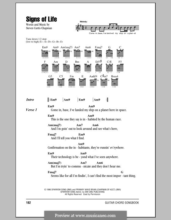 Signs of Life: Lyrics and chords (with chord boxes) by Steven Curtis Chapman