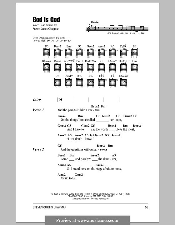 God Is God: Lyrics and chords (with chord boxes) by Steven Curtis Chapman