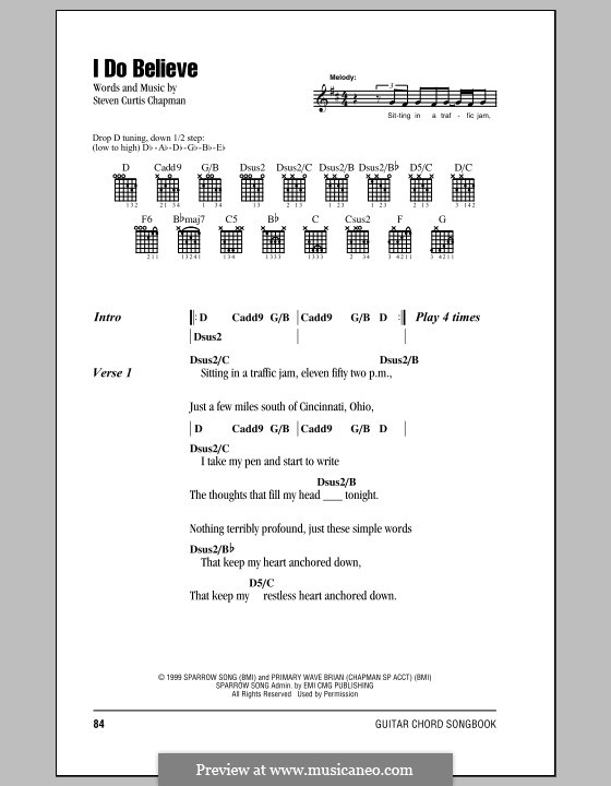 I Do Believe: Lyrics and chords (with chord boxes) by Steven Curtis Chapman