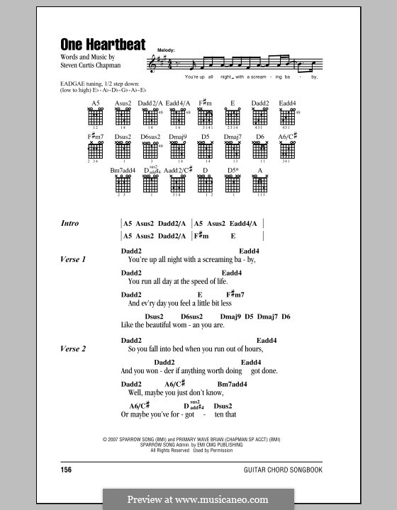 One Heartbeat: Lyrics and chords (with chord boxes) by Steven Curtis Chapman