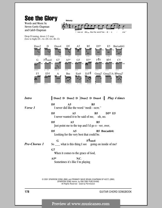 See the Glory: Lyrics and chords (with chord boxes) by Caleb Chapman, Steven Curtis Chapman