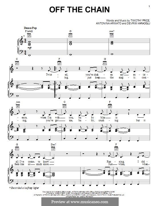 Off the Chain (Selena Gomez & The Scene): For voice and piano (or guitar) by Antonina Armato, Devrim Karaoglu, Timothy Price