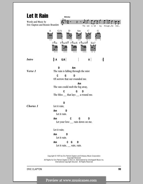 Let It Rain: Lyrics and chords (with chord boxes) by Bonnie Bramlett