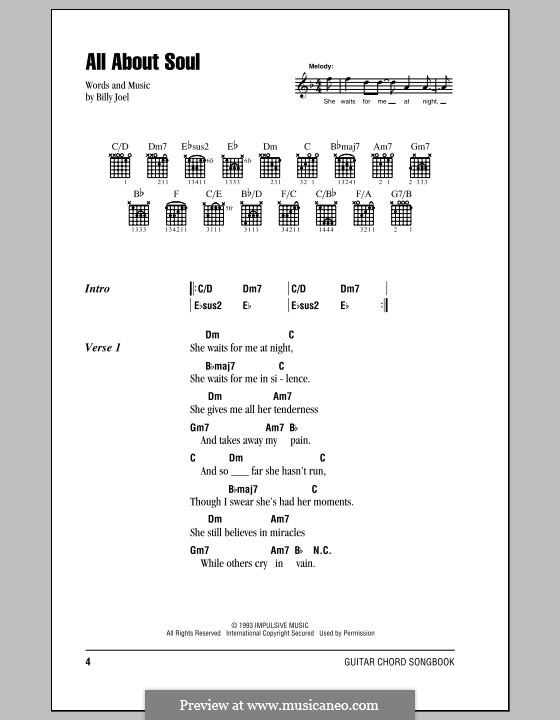All About Soul: Lyrics and chords (with chord boxes) by Billy Joel