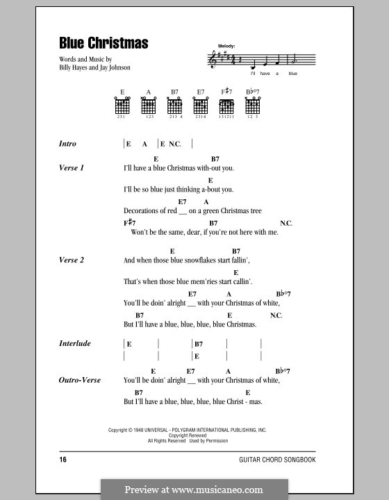 Blue Christmas Chords 
