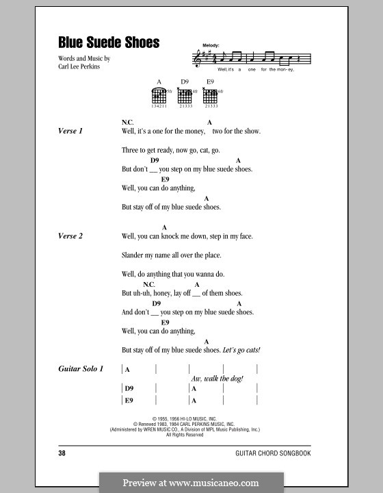 Blue Suede Shoes (Elvis Presley): Lyrics and chords by Carl Lee Perkins