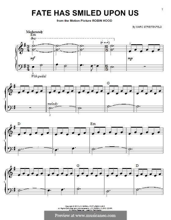 Fate Has Smiled Upon Us: For easy piano by Marc Streitenfeld