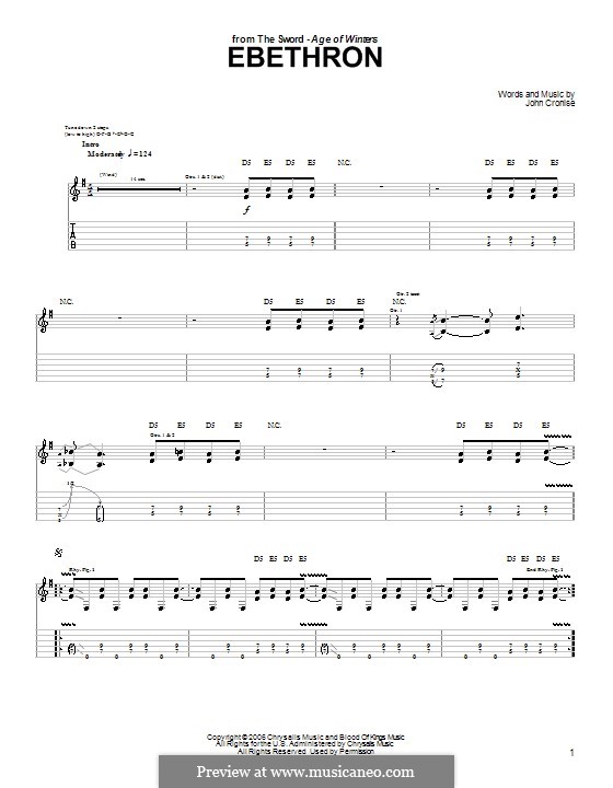 Ebethron (The Sword): For guitar with tab by John Cronise