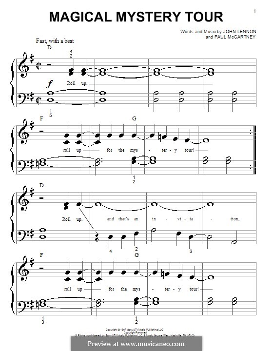 Magical Mystery Tour (The Beatles): For piano (very easy version) by John Lennon, Paul McCartney