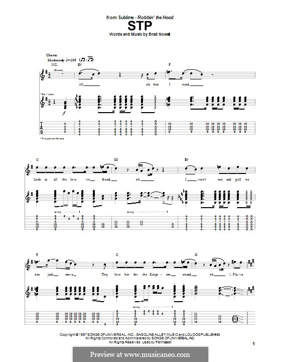 STP (Sublime): For guitar with tab by Brad Nowell