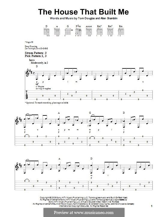 The House That Built Me (Miranda Lambert): For guitar (very easy version) by Allen Shamblin, Tom Douglas