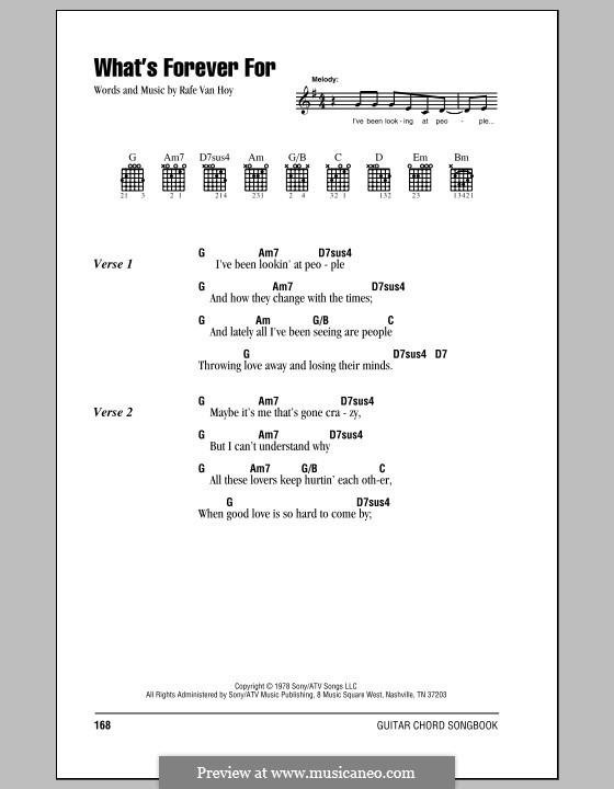 What's Forever for (Michael Martin Murphey): Lyrics and chords (with chord boxes) by Rafe Van Hoy