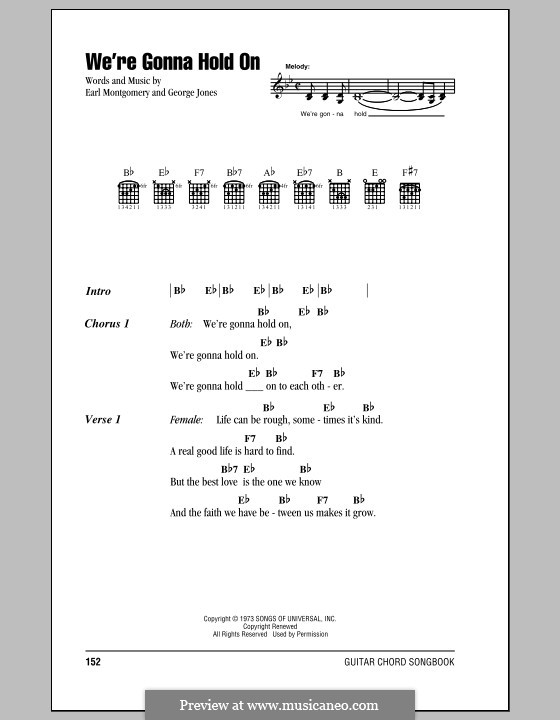 We're Gonna Hold On: Lyrics and chords (with chord boxes) by Earl Montgomery