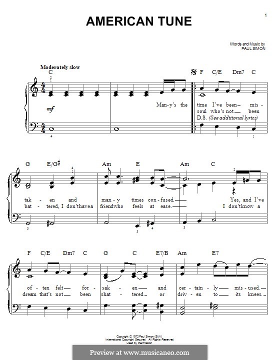 American Tune (Eva Cassidy) by P. Simon - sheet music on MusicaNeo