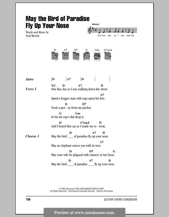 May the Bird of Paradise Fly Up Your Nose by N. Merritt on MusicaNeo