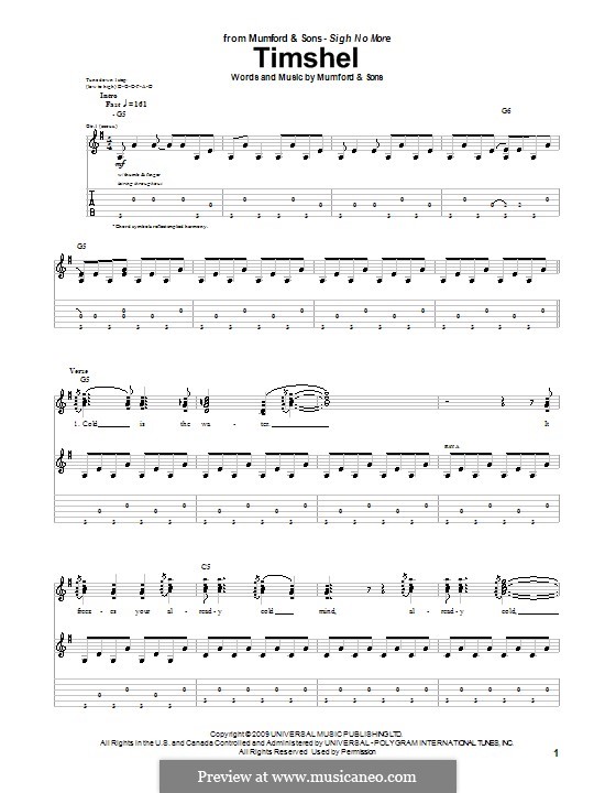 Timshel (Mumford & Sons): For guitar with tab by Marcus Mumford