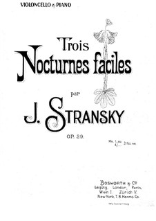 Three Nocturnes for Cello and Piano, Op.29: Three Nocturnes for Cello and Piano by Josef Stransky