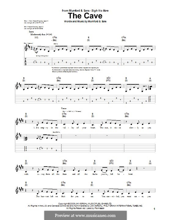 The Cave (Mumford & Sons): For guitar with tab by Marcus Mumford