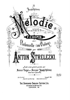 Melody on an Etude by Chopin for Cello (or Violin) and Piano: Melody on an Etude by Chopin for Cello (or Violin) and Piano by Anton Strelezki