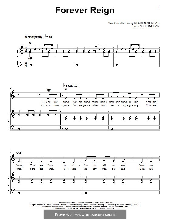 Forever Reign (Hillsong United): For voice and piano (or guitar) by Jason David Ingram, Reuben Morgan