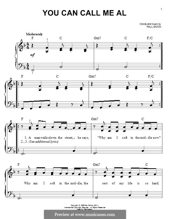 you can call me al by p simon sheet music on musicaneo you can call me al sheet music