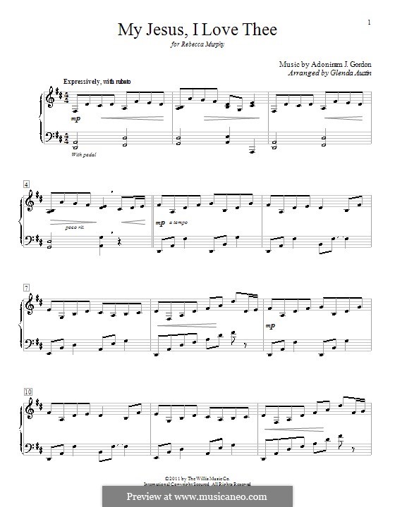 My Jesus, I Love Thee: For piano by Adoniram Judson Gordon