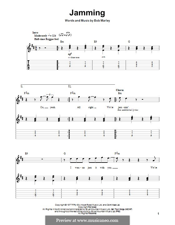 Jamming: For guitar with tab by Bob Marley