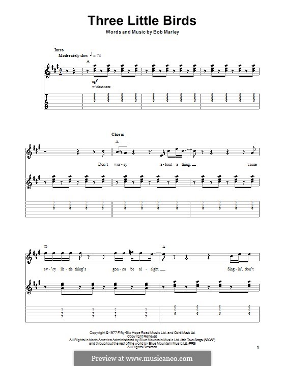 Three Little Birds: For guitar with tab by Bob Marley