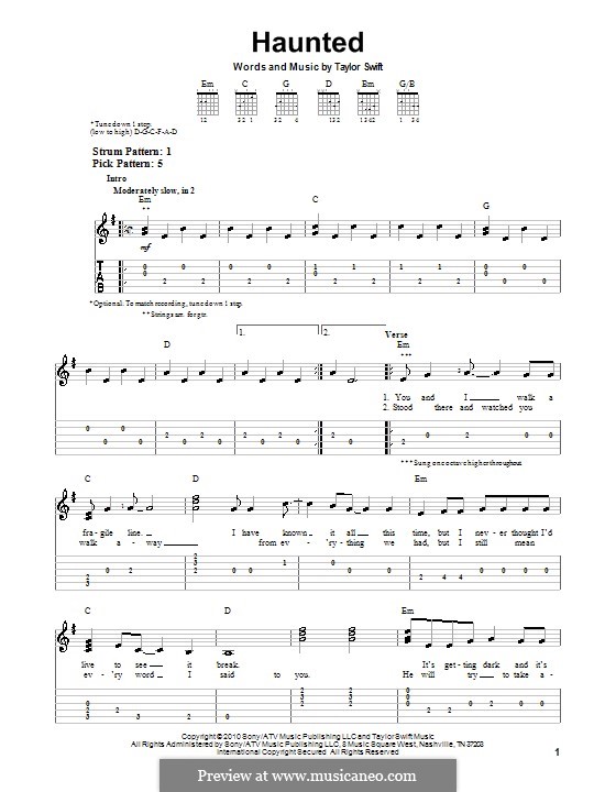 Haunted By T Swift Sheet Music On Musicaneo