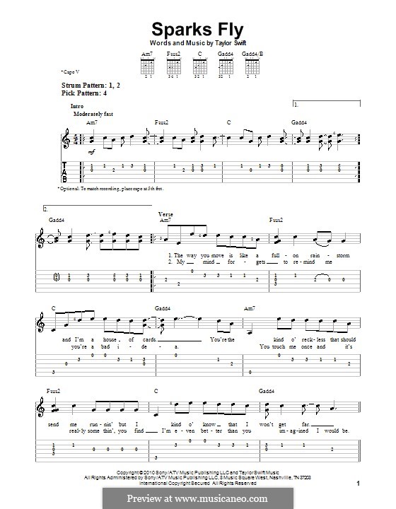 Sparks Fly: For guitar (very easy version) by Taylor Swift