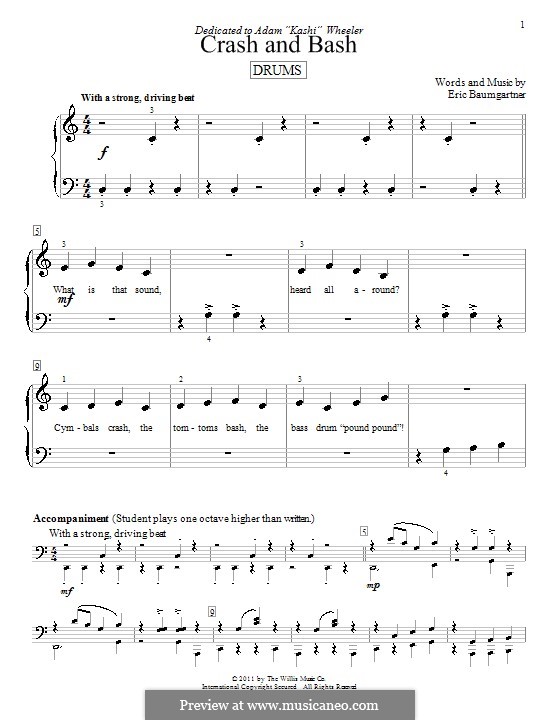Crash and Bash (Drums): For piano by Eric Baumgartner