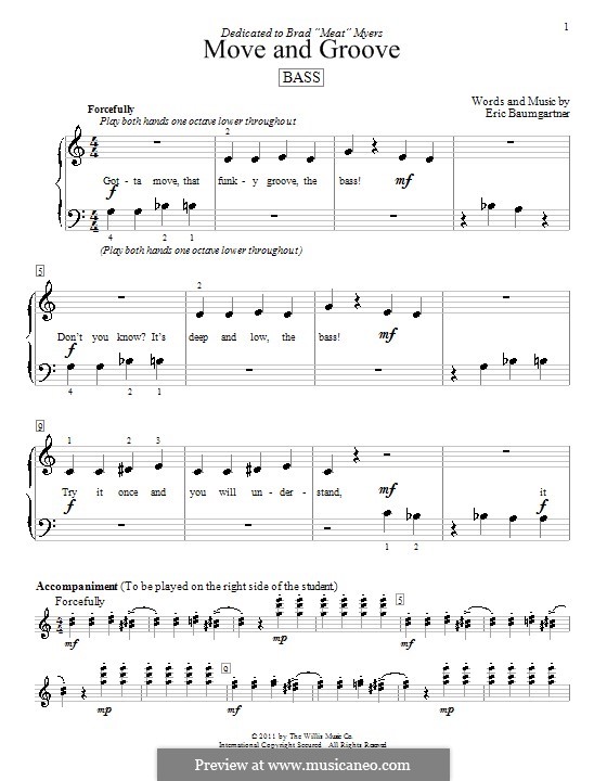 Move and Groove (Bass): For piano by Eric Baumgartner