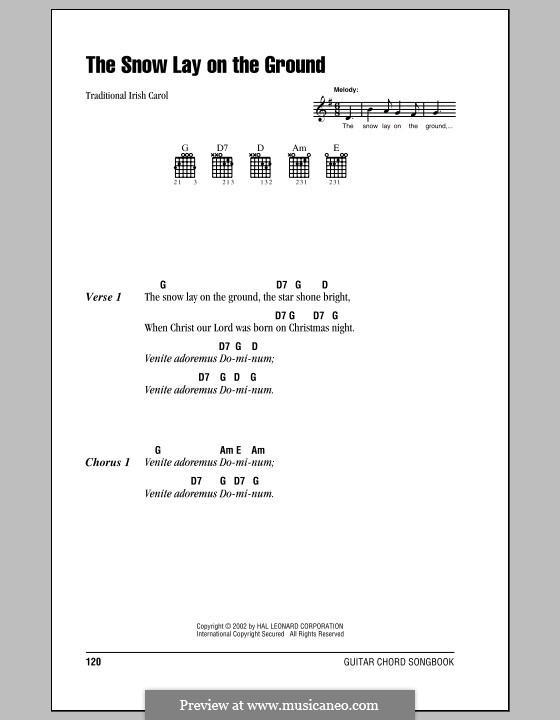 Snow Lay The Snow Lay on the Ground by folklore - sheet music on MusicaNeo