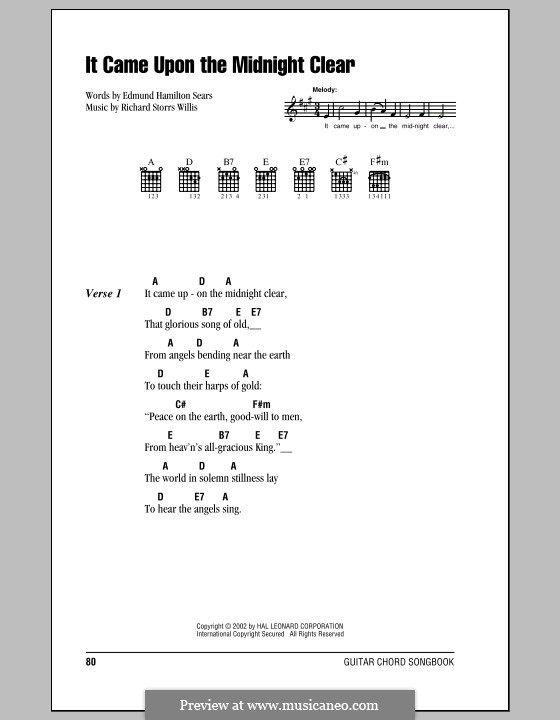 Vocal version: Lyrics and chords by Richard Storrs Willis
