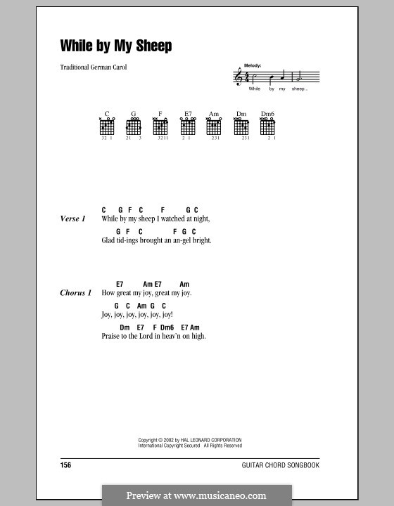 While By My Sheep: Lyrics and chords (with chord boxes) by folklore