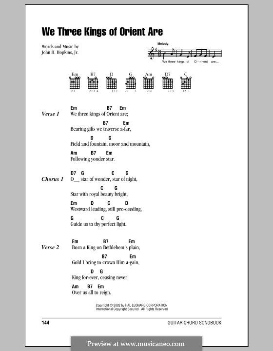 Vocal version: Lyrics and chords by John H. Hopkins Jr.