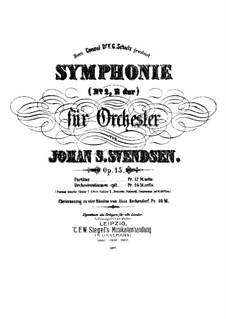 Symphony No.2 in B Flat Major, Op.15: For piano four hands by Johan Svendsen