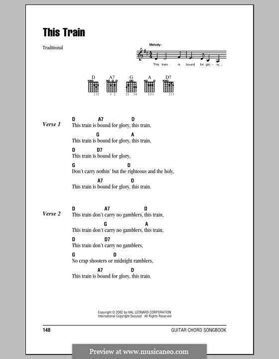 This Train: Lyrics and chords (with chord boxes) by folklore