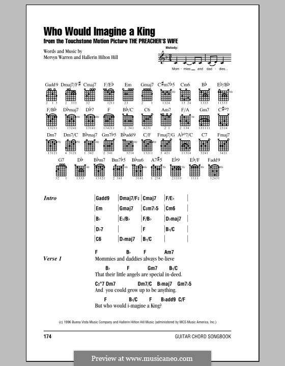 Who Would Imagine a King (Whitney Houston): Lyrics and chords (with chord boxes) by Hallerin Hilton Hill, Mervyn Warren