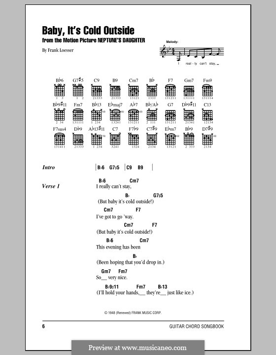 Vocal version: Lyrics and chords (with chord boxes) by Frank Loesser