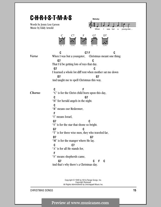 C-H-R-I-S-T-M-A-S (Perry Como): Lyrics and chords (with chord boxes) by Eddy Arnold