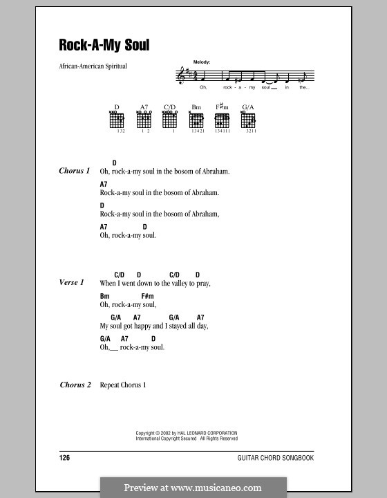 Rock-A-My-Soul: Lyrics and chords by folklore