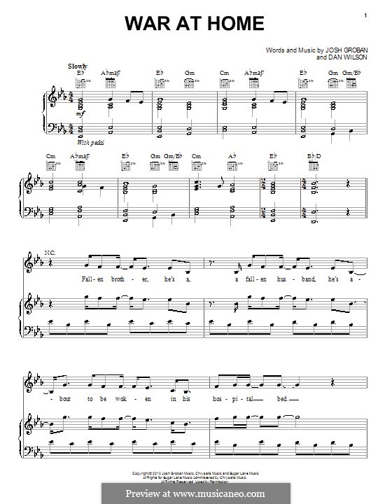 War at Home: For voice and piano (or guitar) by Daniel Wilson, Josh Groban