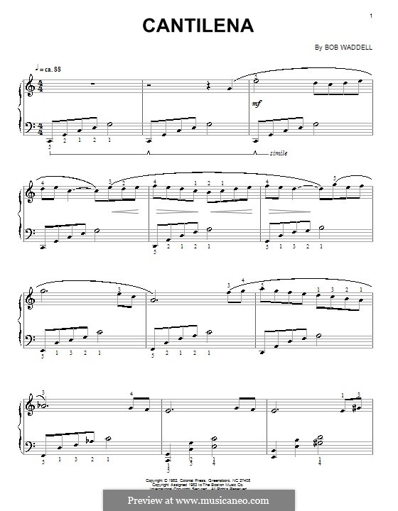Cantilena: For piano by Bob Waddell