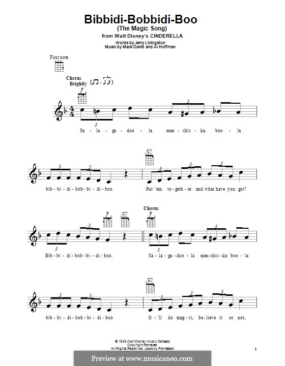 Bibbidi-Bobbidi-Boo (The Magic Song): For ukulele by Al Hoffman, Mack David