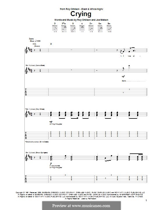 Crying (Boyzone): For guitar with tab by Joe Melson