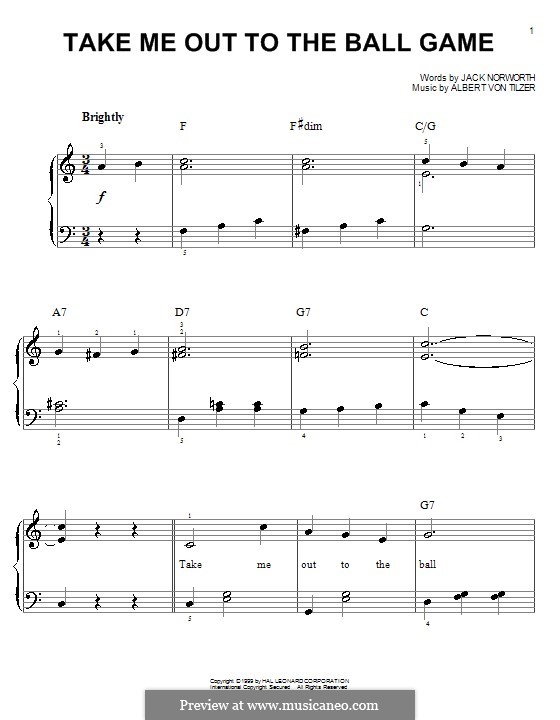 Take Me Out to the Ball Game by A.v. Tilzer - sheet music on MusicaNeo.