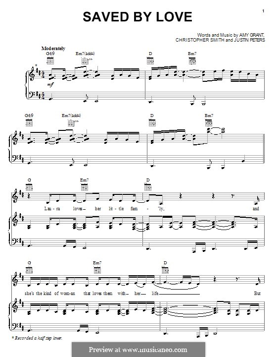 Saved By Love (Amy Grant): For voice and piano (or guitar) by Christopher Smith, Justin Peters